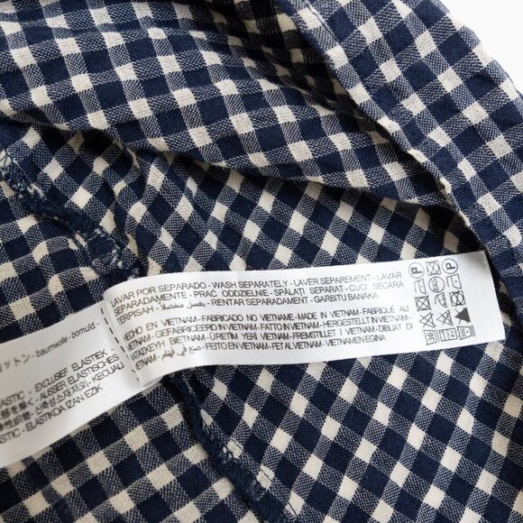 Zara Gingham Check Mini Dress Navy White Smocked Waist 100% Cotton - Picture 12 of 12